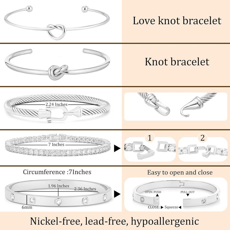 FAFUGA 18 K Gold Plated Love Bangle Bracelet Stack Cuff Jewelry for Women Jewelry Set for Women Gift with Box - Image 4